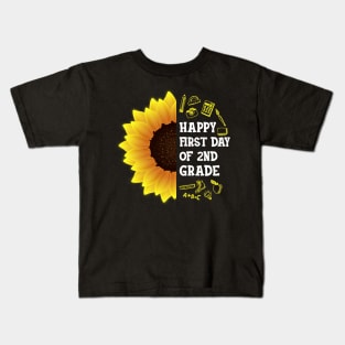 Happy First Day Of 2nd grade Sunflower Teacher Student Back To School Gift Kids T-Shirt